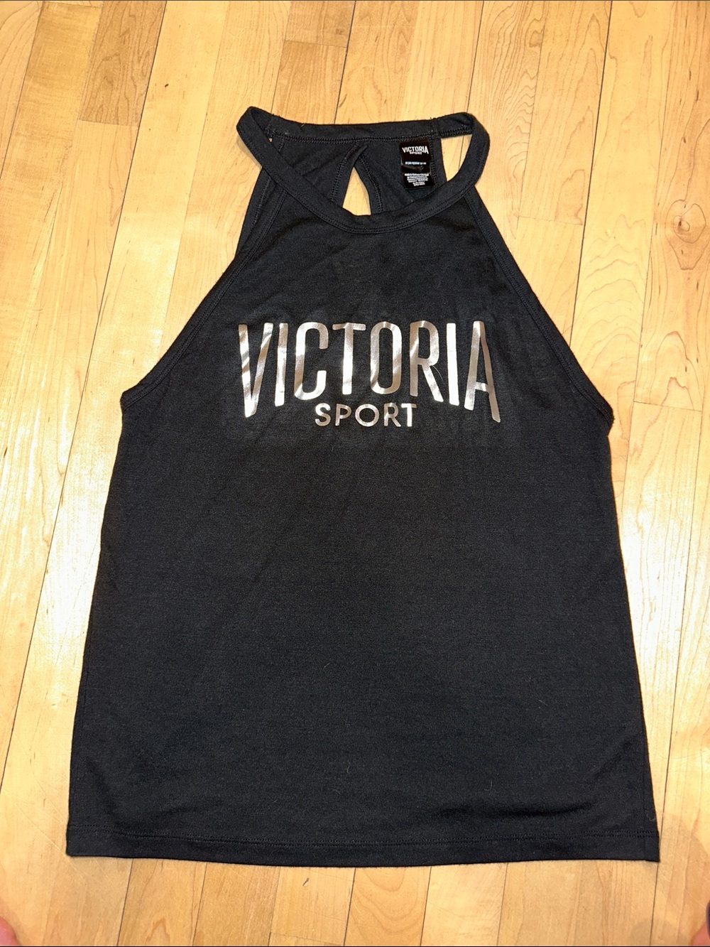 Victoria Sport Black Muscle Tank with Metallic Logo